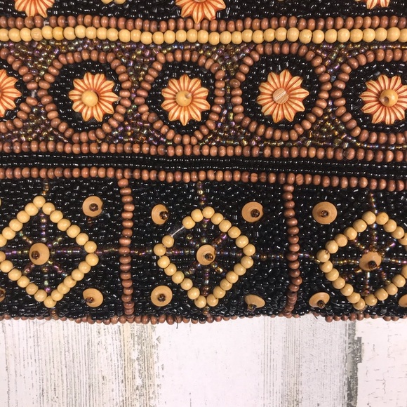 beaded double leather handle shoulder bag - Picture 2 of 7